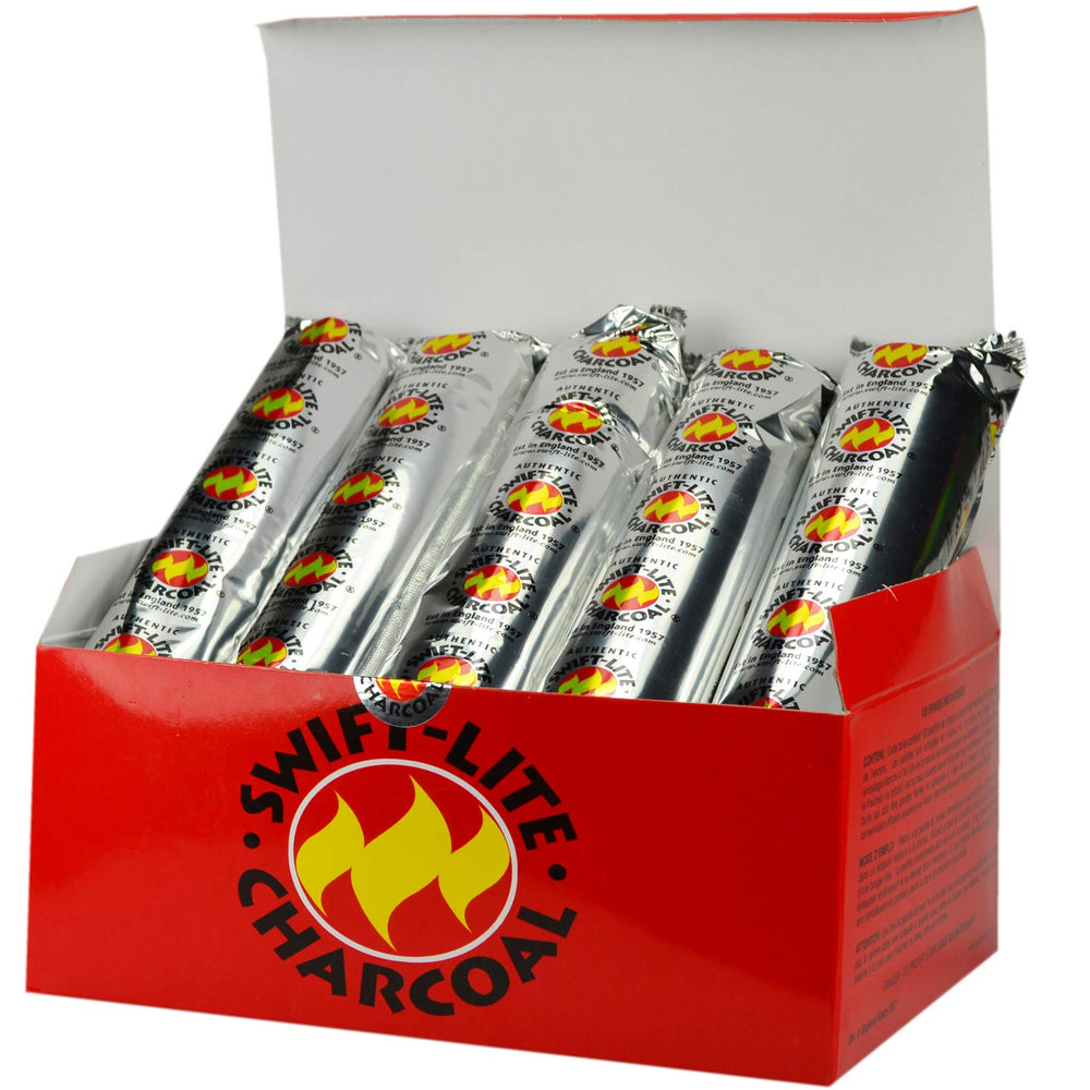 Swift Lite Charcoal Box 10 rolls of 10 x 40mm charcoal tablets
