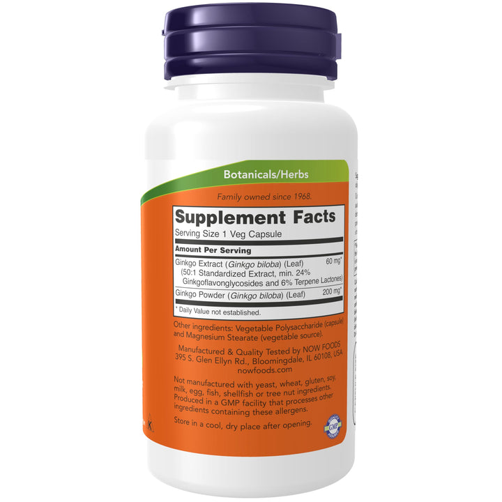 NOW Foods Supplements, Ginkgo Biloba 60 mg, 24% Standar