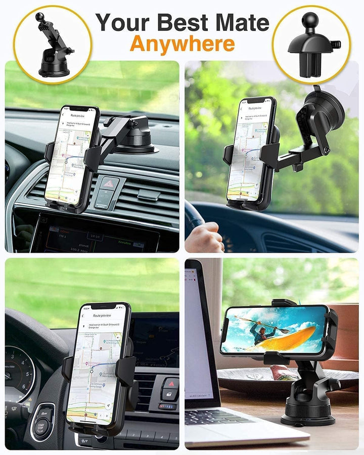 [2024 Upgrade Phone Holders for Your Car [Super Suction Cup] Cell Phone Mount Car Dashboard Window Vent Desk Fit for iPhone 15 Pro Max 14 13 Universal Handsfree Automobile Vehicle Cradle