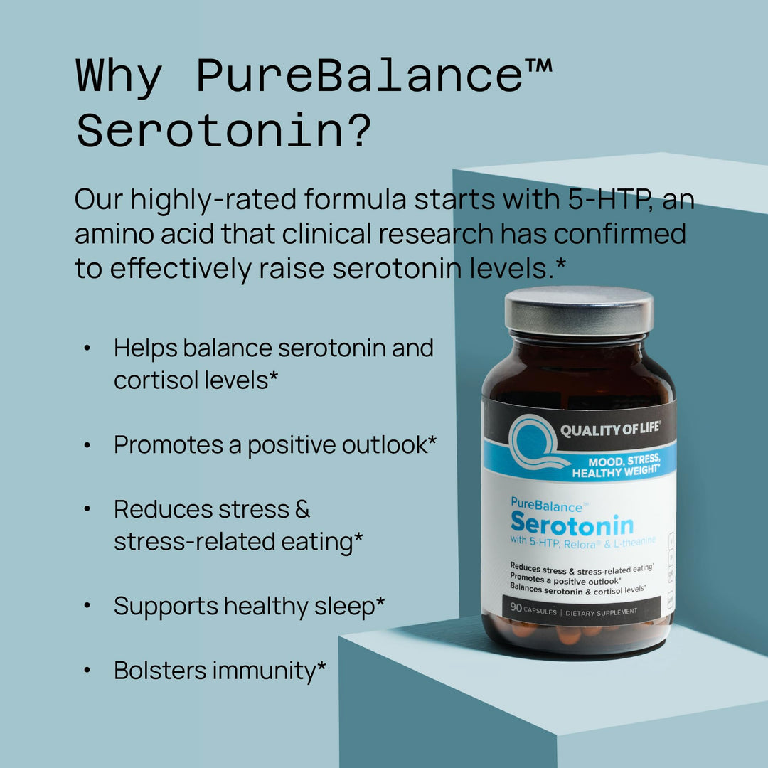 Pure Balance Serotonin Premium–Helps Boost Serotonin &amp; Cortisol Levels - Includes 5-HTP, Venetron, Sensoril, Vitamin D3 &amp; L-Theanine–90 Capsules