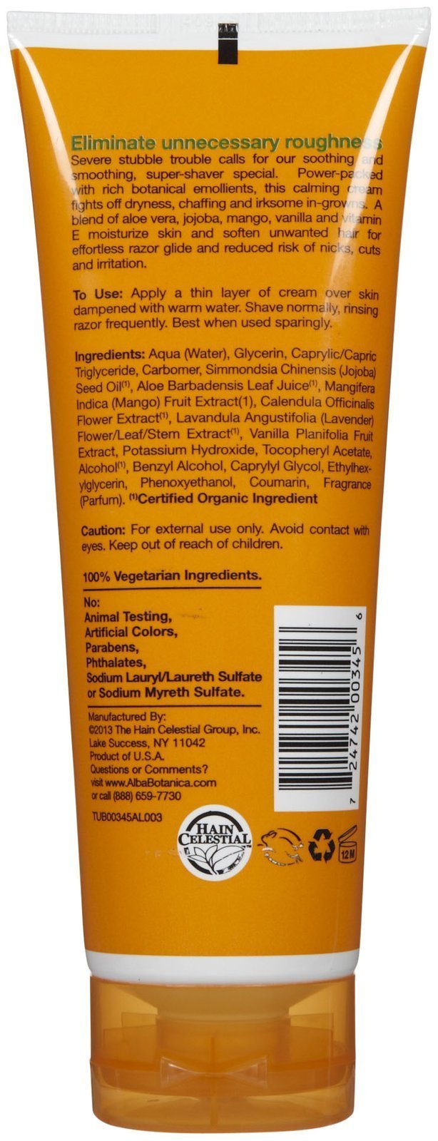 Alba Botanica Moisturizing Cream Shave, Mango Vanilla - 8 oz