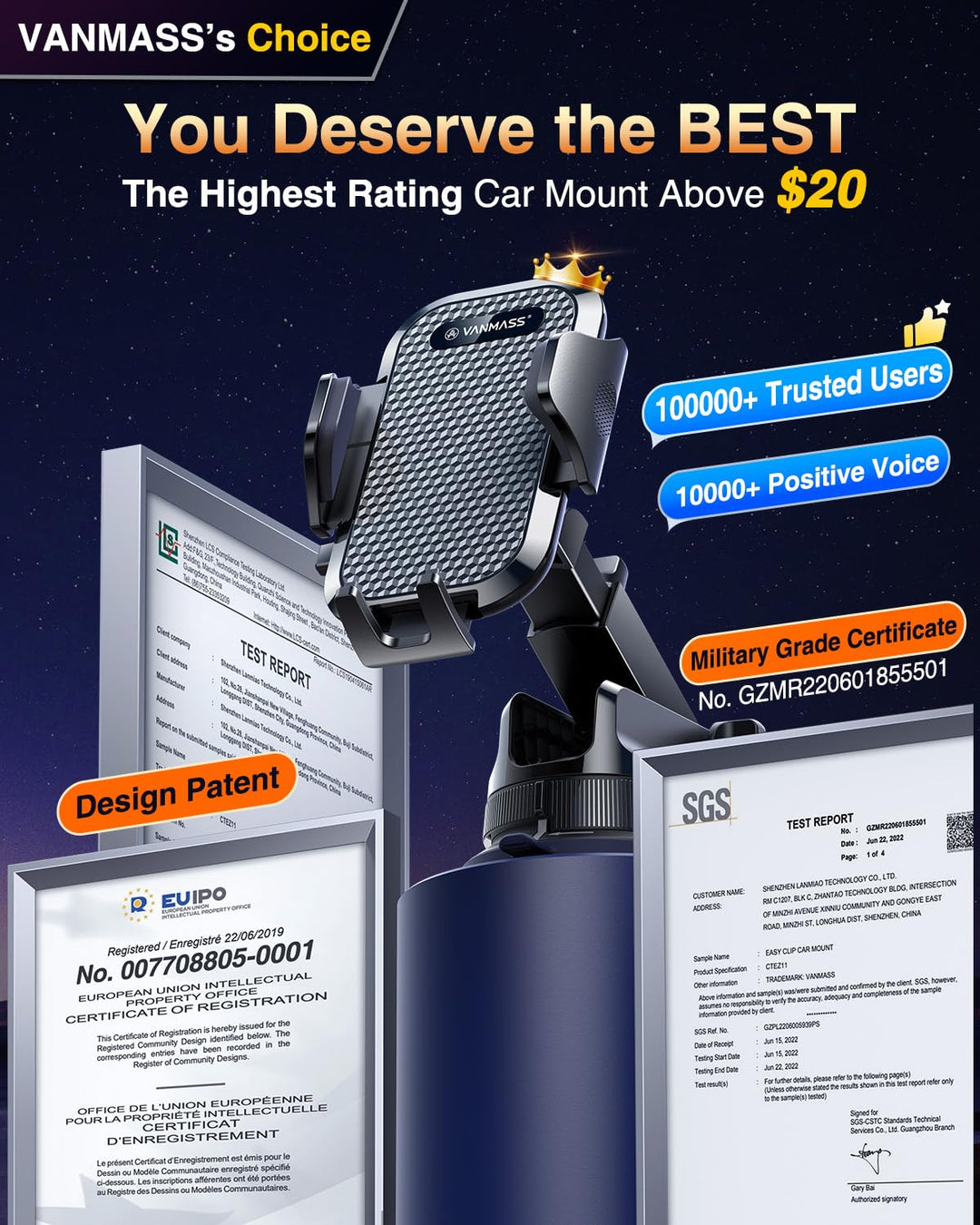 [Pro Version] Universal Car Phone Mount [2024 Super Suction Cup] Phone Holder for Car, Cell Phone Car Mount for Windshield Dash Vent Truck Stand for iPhone 16 Pro Max 15 14 13 Samsung Android