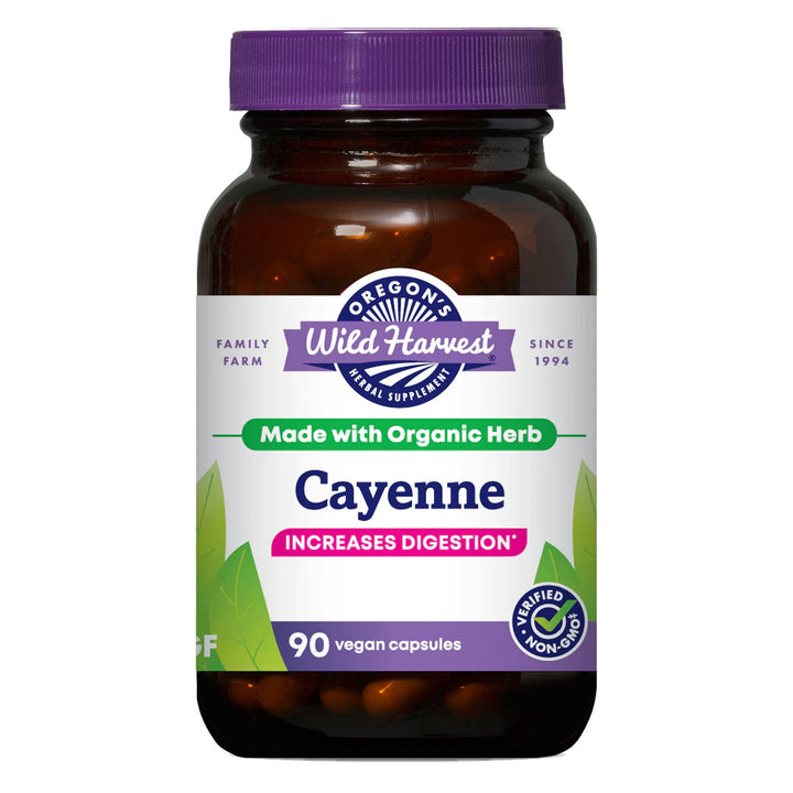 Oregon&#39;s Wild Harvest Non-GMO Cayenne Capsules, Organic Herbal Supplements, 90 Count