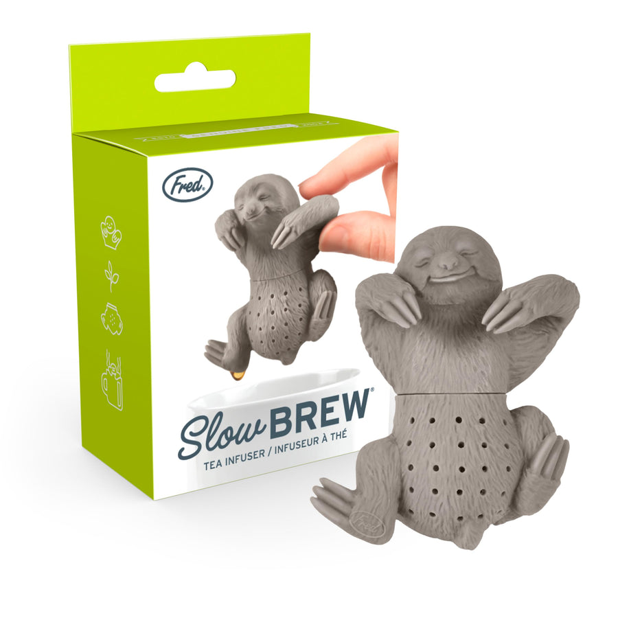 , SLOW BREW, Sloth Resuable Silicone Tea Infuser, Gray, Fun Gift for Tea Lovers, Clever Kitchen Gadget
