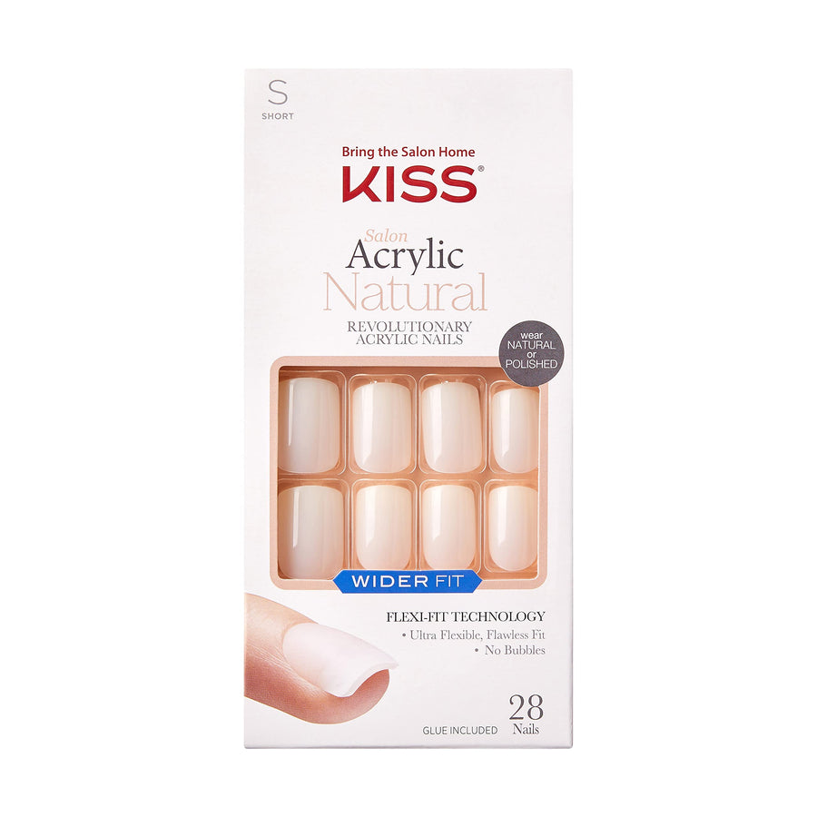 Salon Acrylic Wider Fit Natural Fake Nails, ââ‚¬ËœRareââ‚¬â„¢, 28 Acrylic-Infused, Bubble-Free, Flexible, Durable, False Glue-On Nails