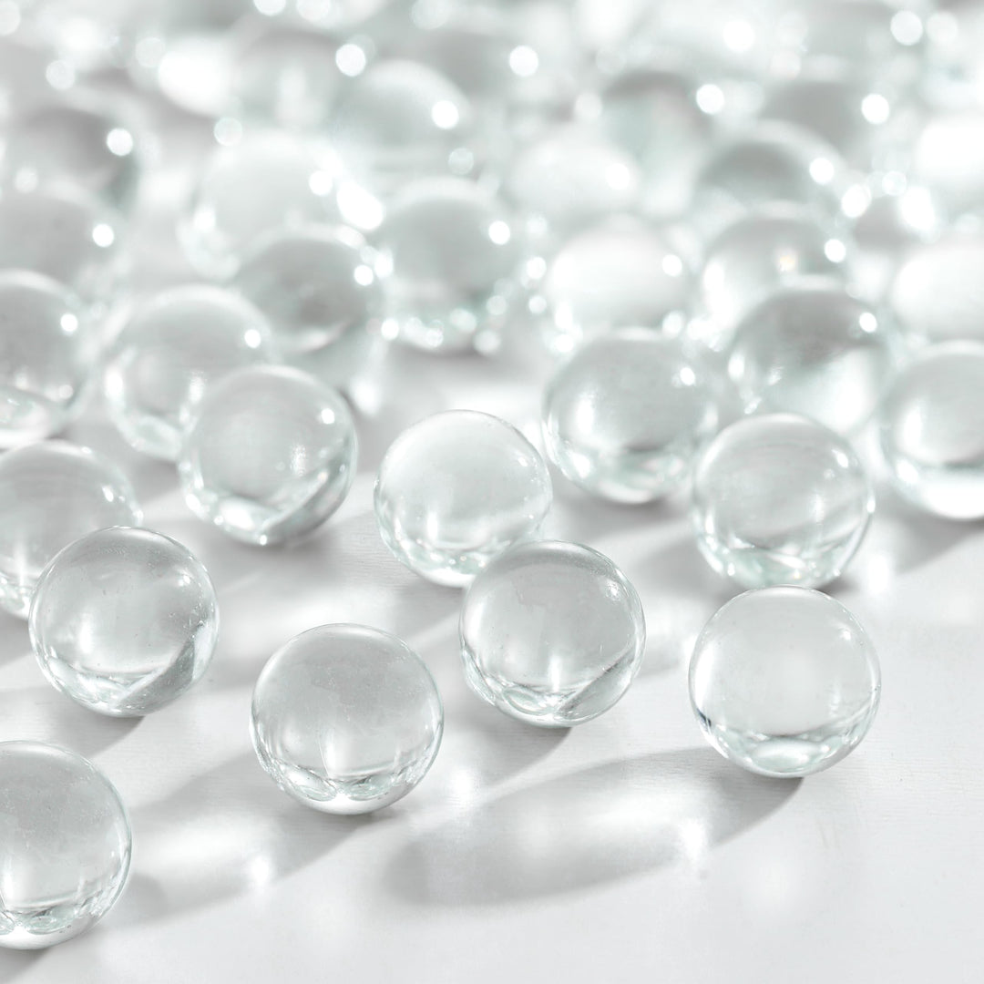 Clear Marbles for Vases | Glass Marbles Bulk Vase Fillers | Glass Beads for Vases, Round Marble 1lb, (Approx. 80 pcs)