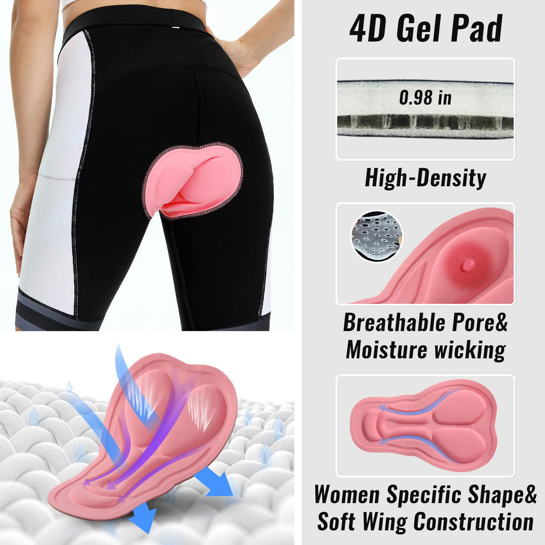 Womens Bike Shorts 4D Gel Pading Cycling Spinning Biker
