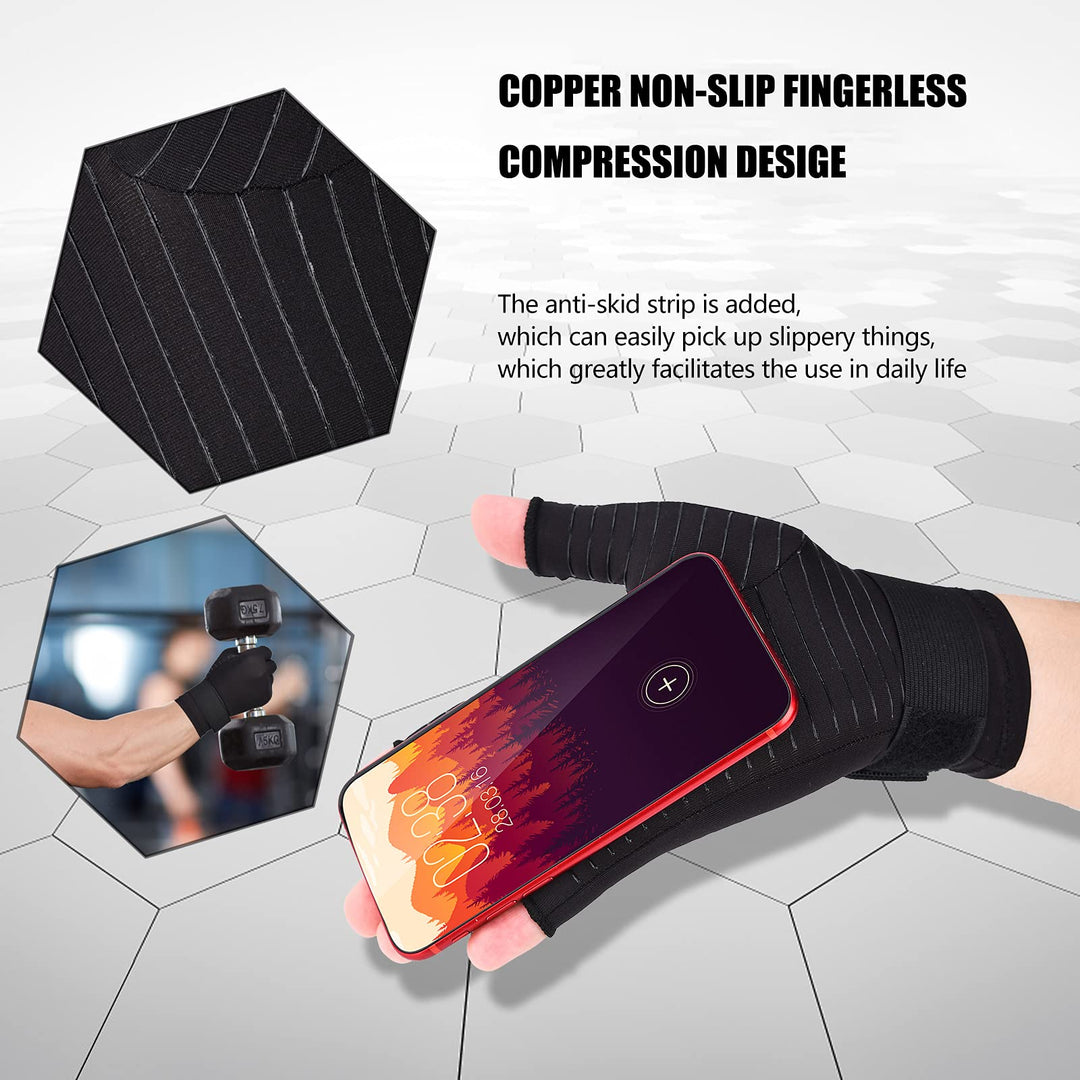 Copper Wrist Compression Arthritis Gloves (1 Pair), Wri