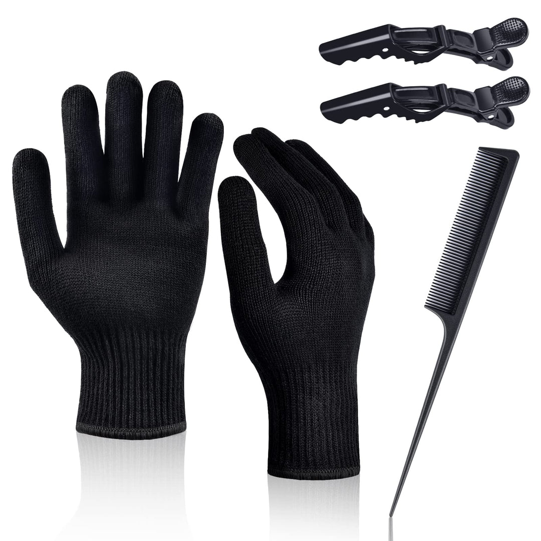 Heat Proof Medium Glove Mitts for Hair Styling - 2Pcs for Flat Iron, Curling Wand, and Hot-Air Brushes