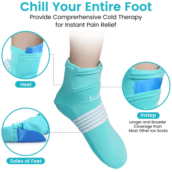 SuzziPad Cold Therapy Socks with Reusable Gel ice Packs