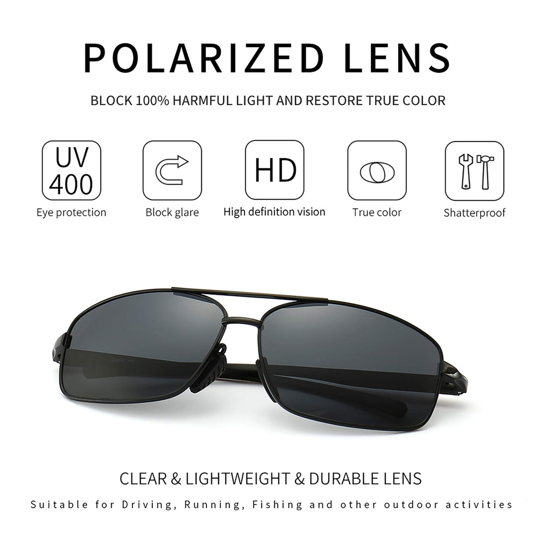 SUNGAIT Ultra Lightweight Rectangular Polarized Sunglas