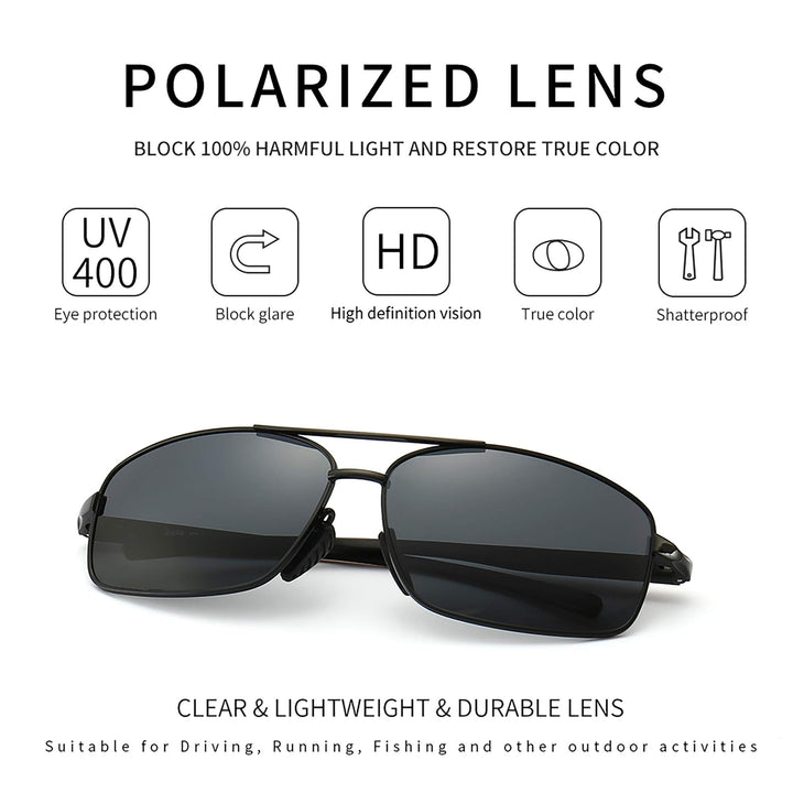 SUNGAIT Ultra Lightweight Rectangular Polarized Sunglas