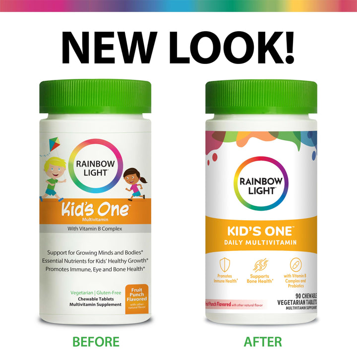 Kids One Multivitamin, Chewable Multivitamin for Kids Provides Healthy Growth and Immune Support, With Vitamin C, Zinc, &amp; B Complex, Vegetarian and Gluten Free, Fruit Punch, 90 Count