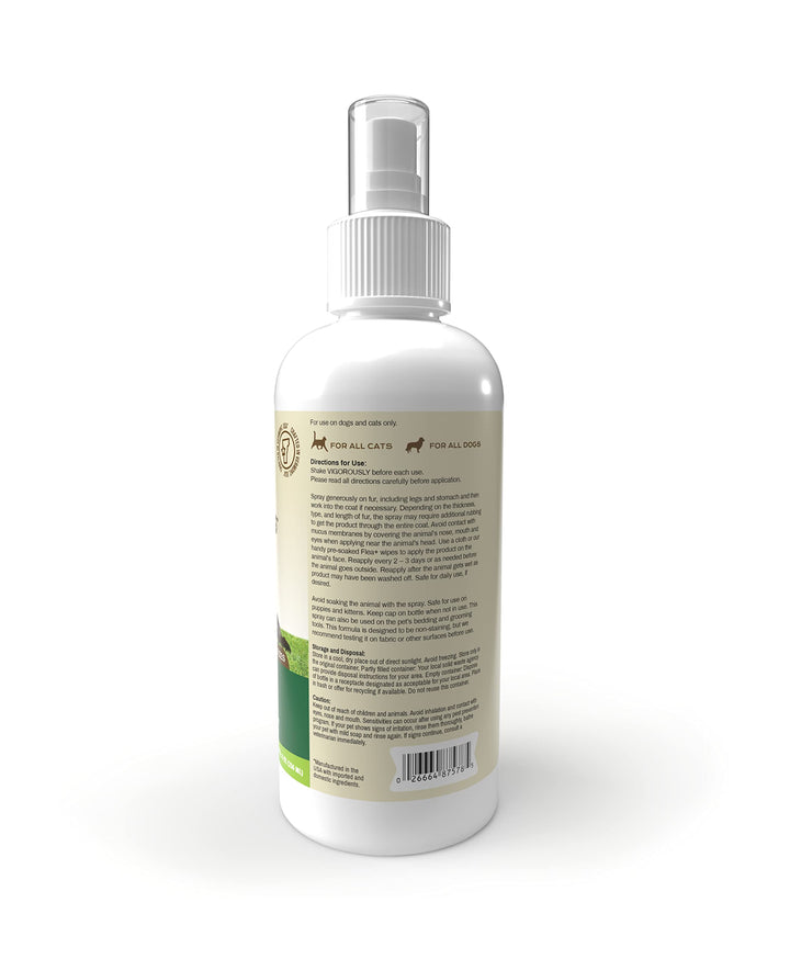 Flea and Tick Prevention Spray with Natural Oils for Dogs and Cats, 8 Ounce - Safe for Bedding and Collars - Clean, Non Sticky Ingredients