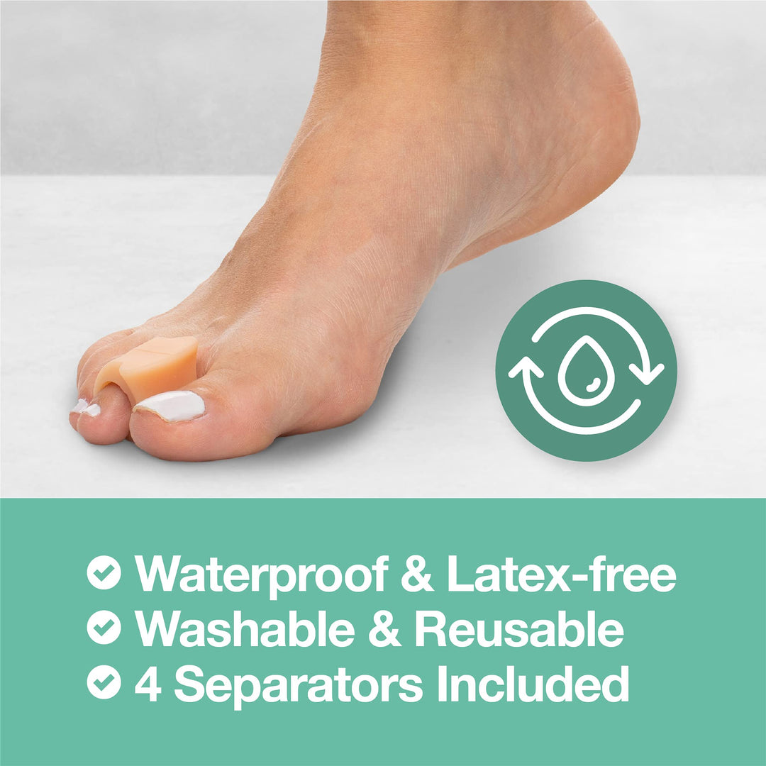 Pack of 4 Toe Separators and Spreaders for Relieving Pain Associated with Bunions Overlapping Toes and Toe Drift (Beige)