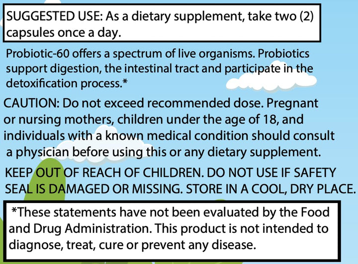Probiotics 60 Capsules: Nourish Your Gut for Optimal Digestive Health with Proprietary Blend of 60 Billion CFU (60 Count)