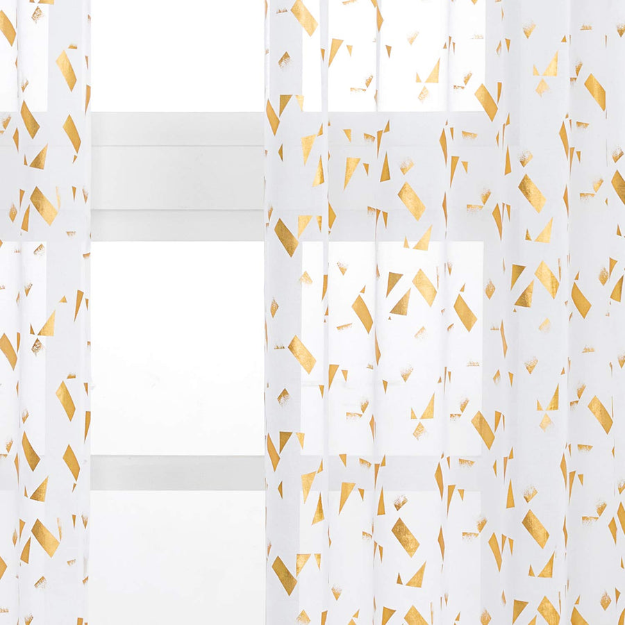 Kotile Sheer Curtains 84 Inches Long - Gold Foil Confet