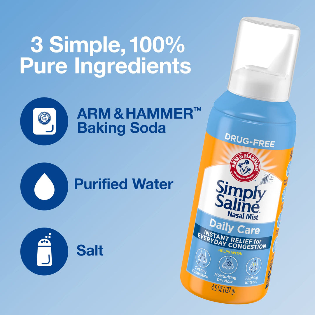 Arm & Hammer Simply Saline Adult Nasal Mist, Original Giant Size, 4.25-Ounce