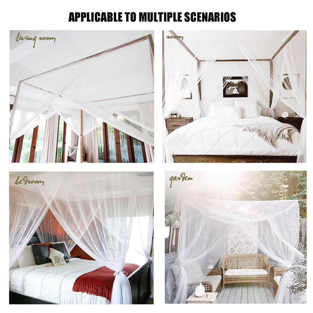 4 Corner Post Bed Canopy, Mosquito net for Bed, 74.8×82.7×94.5in Universal Canopy Bed Curtains for Patio Indoor Outdoor Net - White