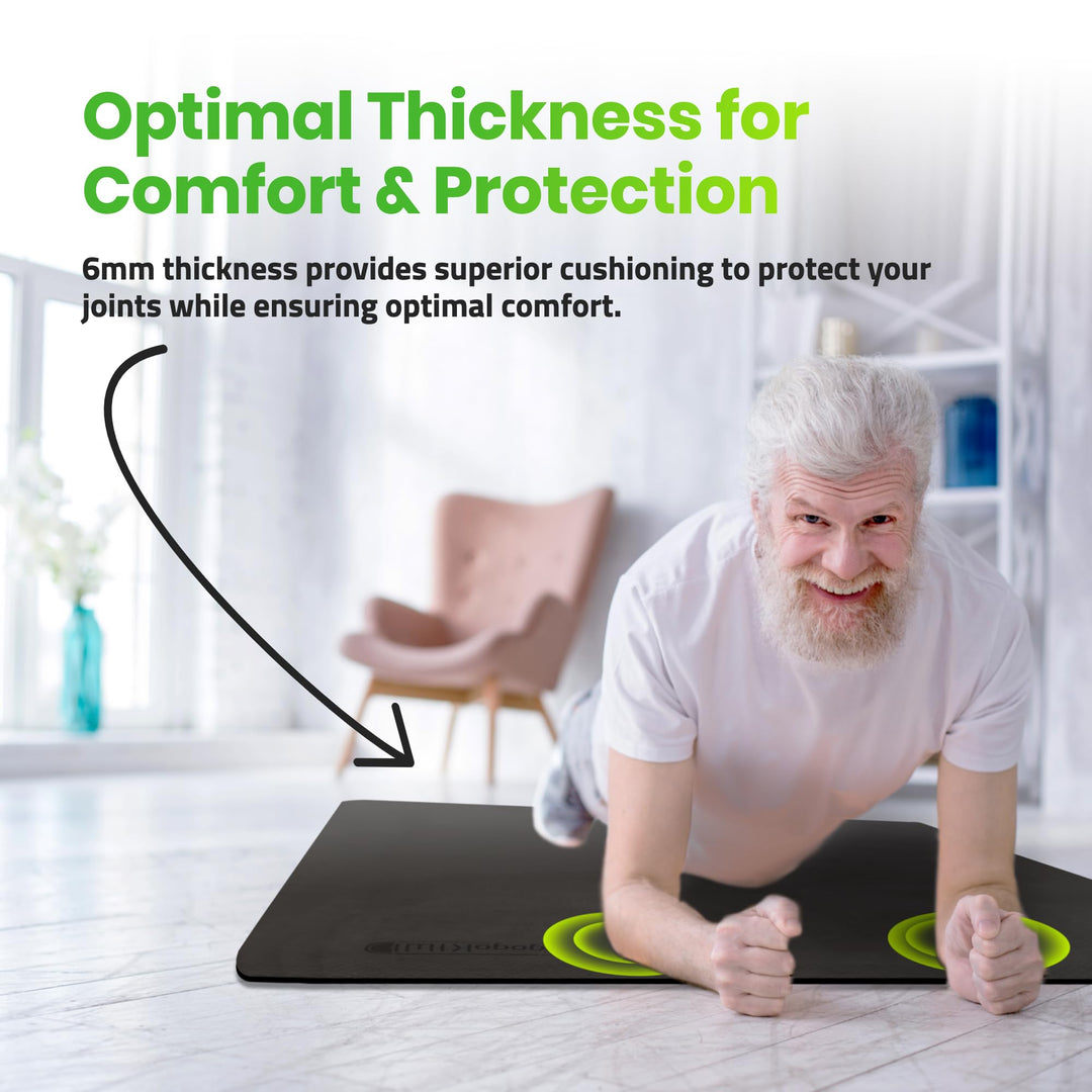 Gogokiwi Large Yoga Mat (6&#39;x4&#39;) Extra Wide 1/4 Inch Thick Workout Mat for Home, Non Slip Fitness &amp; Exercise Mat for Home Gym, Yoga, Pilates, Stretching, and Floor (Just Black)