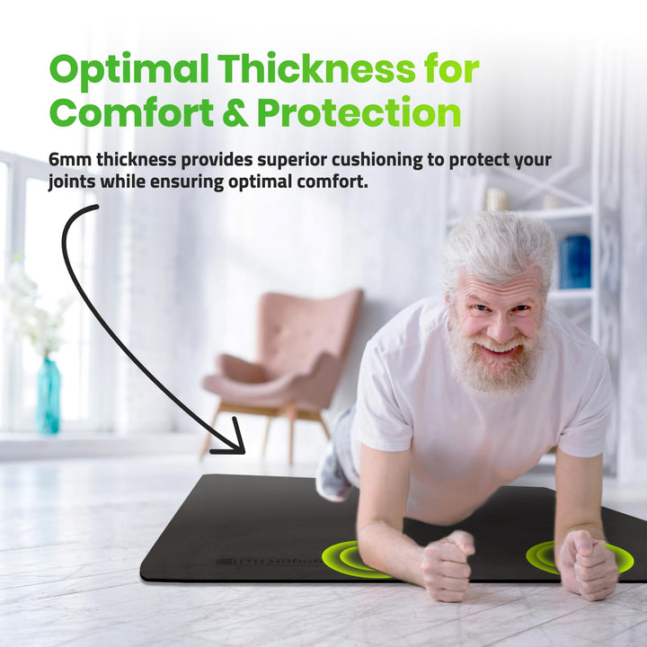 Gogokiwi Large Yoga Mat (6&#39;x4&#39;) Extra Wide 1/4 Inch Thick Workout Mat for Home, Non Slip Fitness &amp; Exercise Mat for Home Gym, Yoga, Pilates, Stretching, and Floor (Just Black)