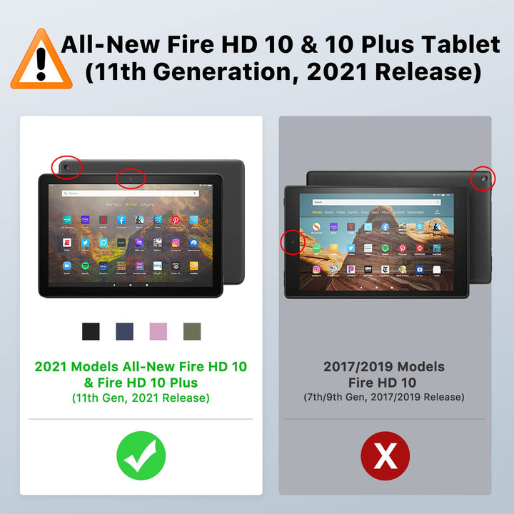 Case Fits All-New Kindle Fire HD 10 &amp; 10 Plus Tablet (11th Generation, 2021 Release) 10.1, Full Body Rugged Hands-Free Viewing Stand Back Cover with Screen Protector, Gray&amp;Pink