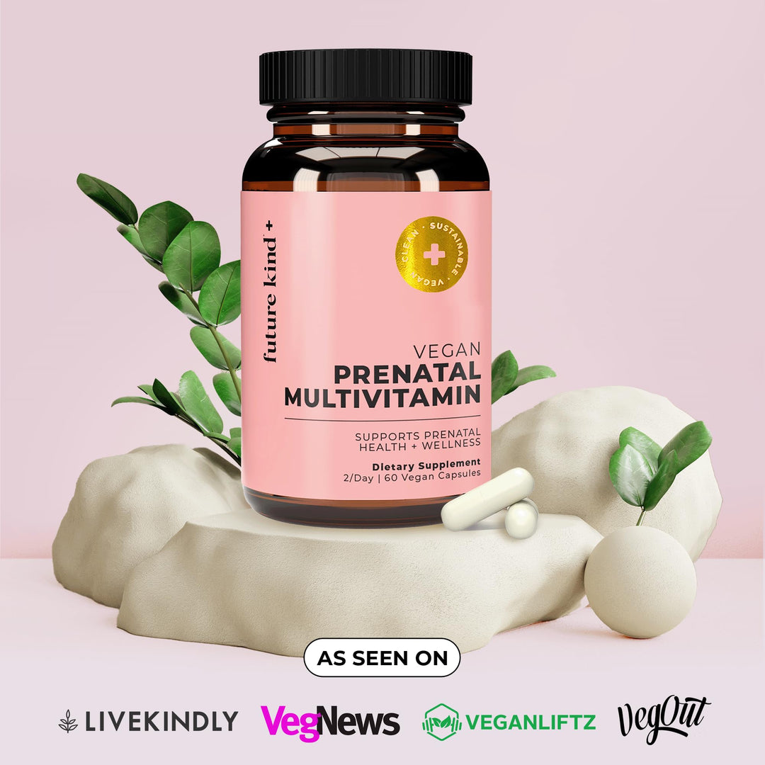Vegan Prenatal Vitamin with DHA &amp; L-Methylfolate in Glass Bottle - Prenatal Folate Supplement for Women with Vitamin D &amp; E, Iron &amp; Biotin - Gluten-Free, Non-GMO (60ct)