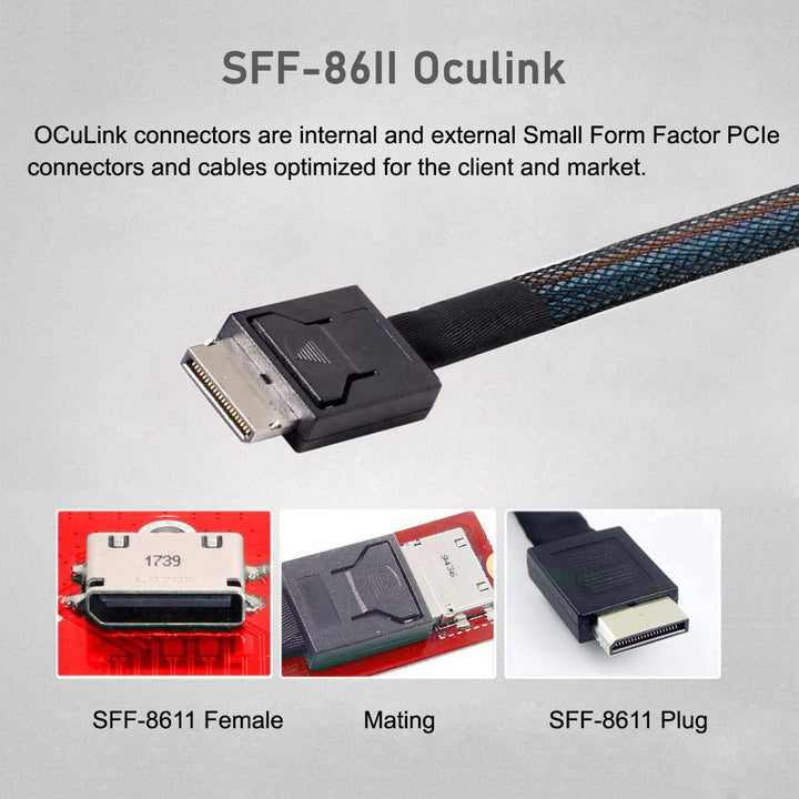Cablecc Oculink SFF-8612 SFF-8611 to PCIE PCI-Express 16x 4X Adapter with SATA Power Port for Mainboard Graphics Card