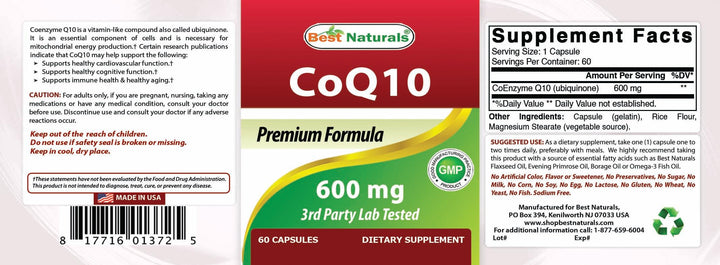 CoQ10 600 mg 60 Capsules (817716013725)