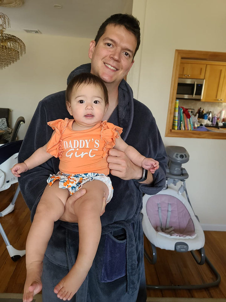 Girl&#39;s Funny Letter Top Floral Pants With Headband Newborn Summer 3Pcs Sets Romper Outfit, Light Orange, 0-3M