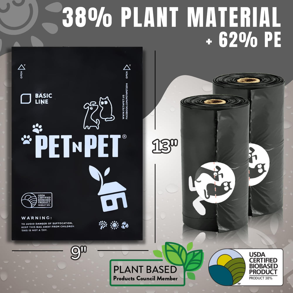 Pet N Pet 1080 Counts Poop Bags for Dogs, 38% Plant Based & 62% PE Extra Thick, Green Dog Poop Bags Rolls, 9 x 13, Unscented Pet Waste Bag