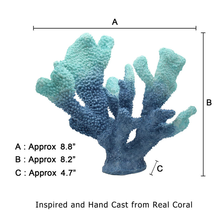 Blue Coral Decor Coral Reef Faux Artificial Coral Decor Resin Coral Statue Nautical Decor Tabletop Decoration Home Living Room Decor (7.8in Tall)