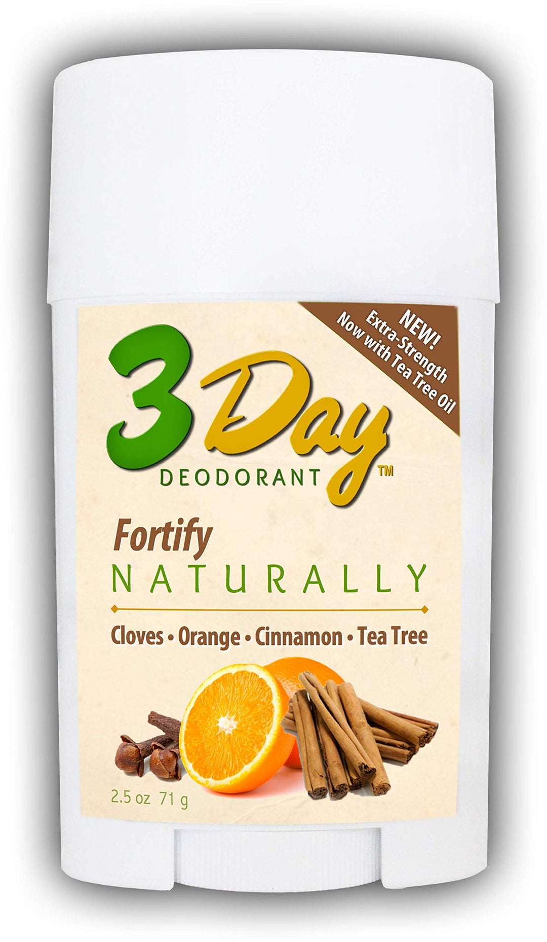3-Day Natural Deodorant - New Softer Formula - All Natural, Farm Tested (2.5 oz Stick) Gluten Free, Aluminum Free (Fortify)