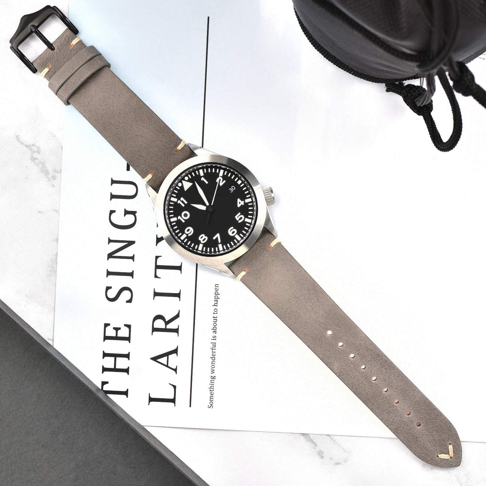 Leather Watch Bands 18mm for Men Vintage Watch Straps Brown for Women Crazy Horse Leather Replacement Watchband