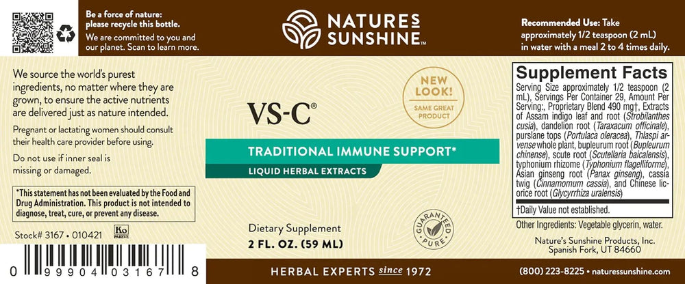 VS-C Liquid, 2 fl. oz., Kosher | Natural Immune System Support and Healthy Respiratory Tract Defense