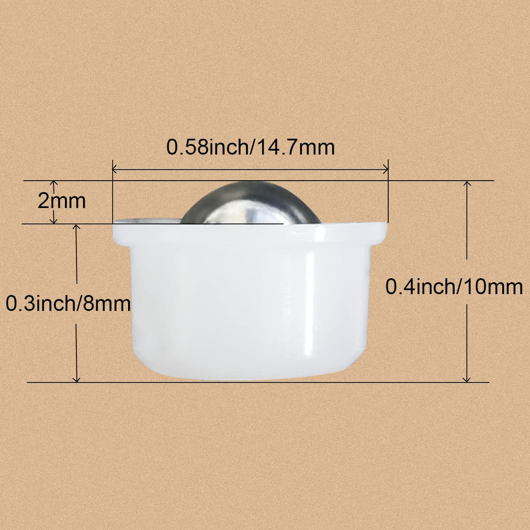 10 Pieces Mini Ball Transfer Bearing Table Conveyor Roller Ball for Transmission, Furniture,Wheelchair 1/3inch(Nylon and Stainless Steel)