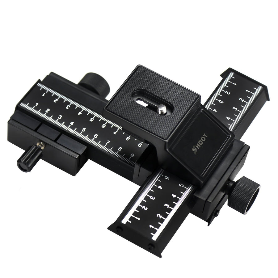 4 Way Fousing Rail Slider Aluminum Macro Close-Up Stand for Canon Nikon Sony Pentax Olympus and Other DSLR Camera and DC with Standard 1/4 Screw Thread