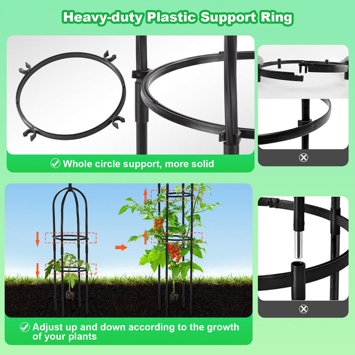 Lalahoni Garden Trellis for Climbing Plants Outdoor, Rustproof Plant Trellis Support for Potted Climbing Flowers Vegetable Vine Indoor Outdoor, 6ft Tall Obelisk Rose Garden Trellis Black 1pc