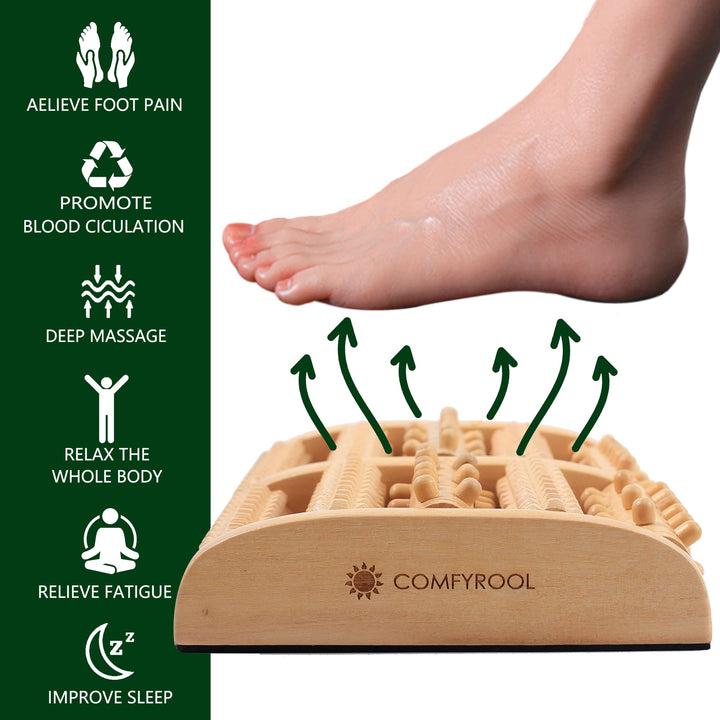 COMFYROOL Wooden Foot Massager Roller, Relax and Relieve Plantar Fasciitis, Heel, Arch Pain. Stress Relief Tool, Relaxation Practical Gifts for Men Women