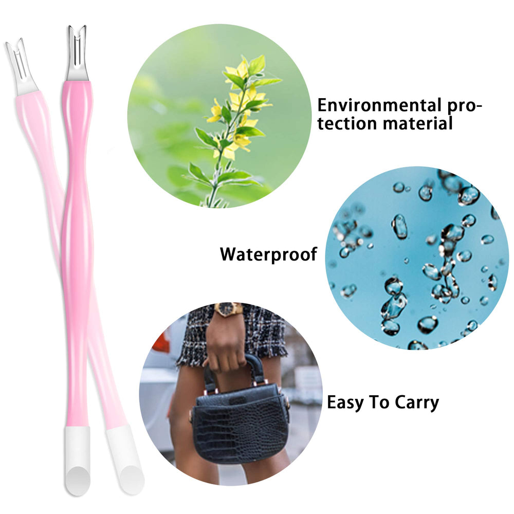 30 Pieces Nail Cuticle Trimmer Remover Plastic Handle Cuticle Pusher Rubber Nail Cleaner Double Head Dead Skin Cuticle Knife Removal Fork Nail art Tools for Girls Women and Men - Pink