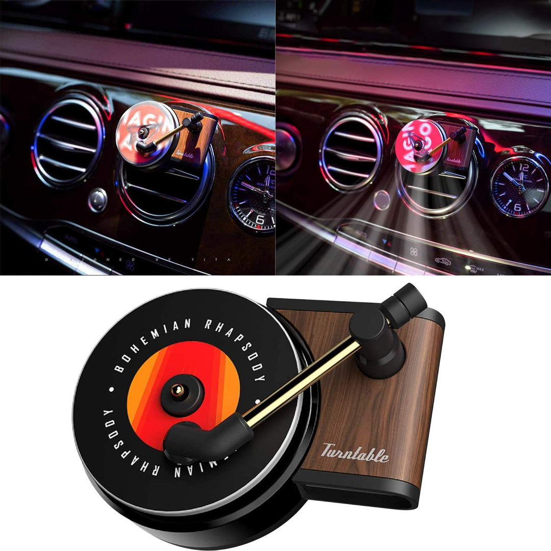 Car Vent Clip Aromatherapy Fragrance Diffuser, Car Air Diffusers Freshener, Car Record Player Design Turntable Perfume Vent Outlet Diffuser (3 Refill Pads) (red-2)