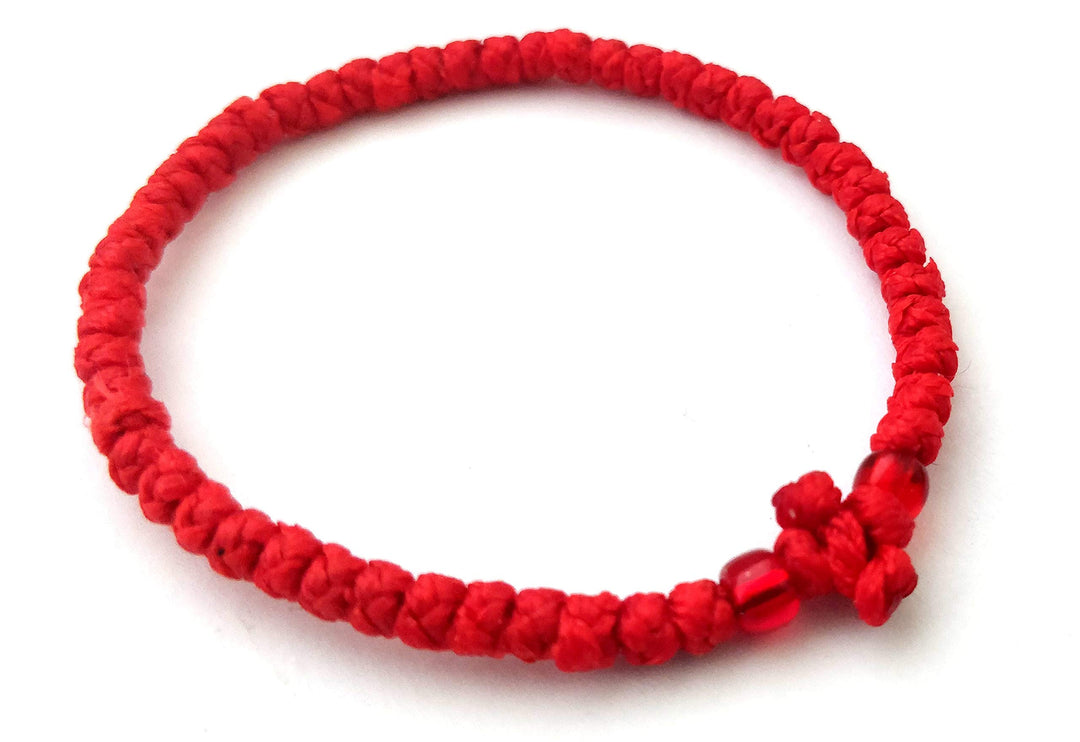 Handmade Christian Orthodox Greek Chotki Komboskoini Prayer Rope Thin Red