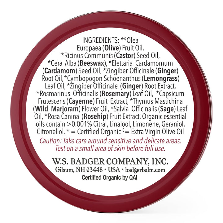 Badger Muscle Rub Balm Certified Organic Cayenne &amp; Ginger Soothes &amp; Relaxes 0.75oz