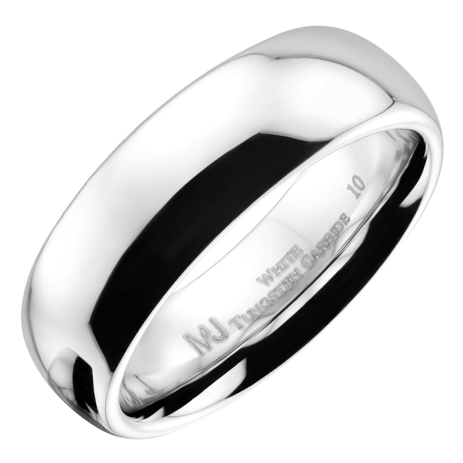 Classic Mirror Polished White Tungsten Carbide 7mm COMFORT FIT Wedding Band Ring Size 10