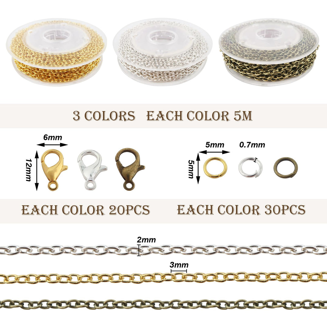 TOAOB 49 Feet Jewelry Making Chains 2mm Necklace Chains