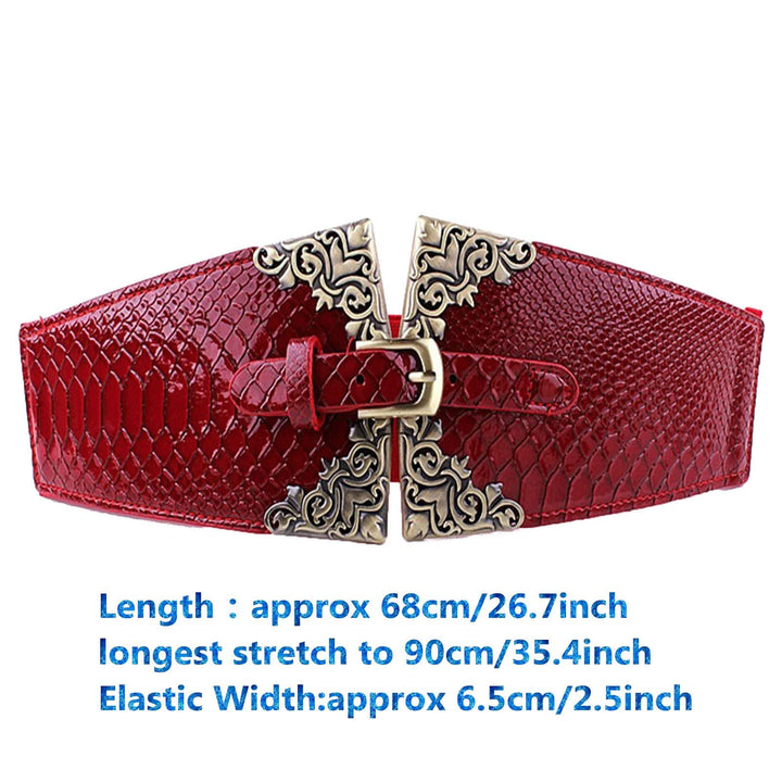 AWAYTR Women&#39;s Fashion Elastic Wide Belt Crocod