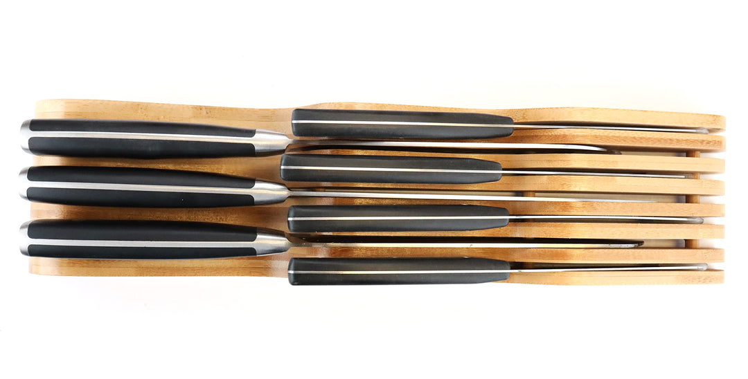 ROYALHOUSE Bamboo Knife Block Holder, In-Drawer Knife Drawer Organizer, Perfect for Home and Chefs, Premium Knife Holder, Gift for Any Occasion and Housewarming, Knives Not Included