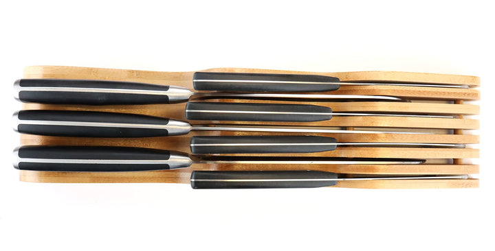 ROYALHOUSE Bamboo Knife Block Holder, In-Drawer Knife Drawer Organizer, Perfect for Home and Chefs, Premium Knife Holder, Gift for Any Occasion and Housewarming, Knives Not Included