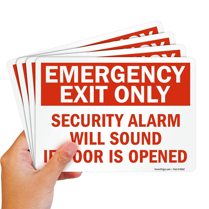 SmartSign (Pack of 4) 5 x7 inch “Emergency Exit Only - 