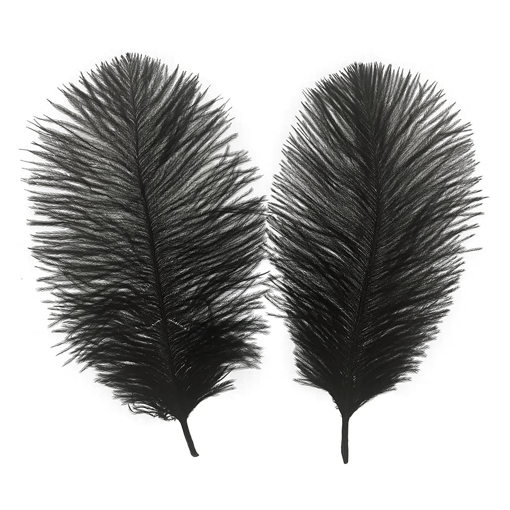 50pcs 8-10inches Ostrich Feathers Craft for Wedding Party centerpieces Home Decoration (Black)